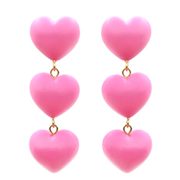 Heart 3 Drop Clay Earrings - Picture 2 of 2